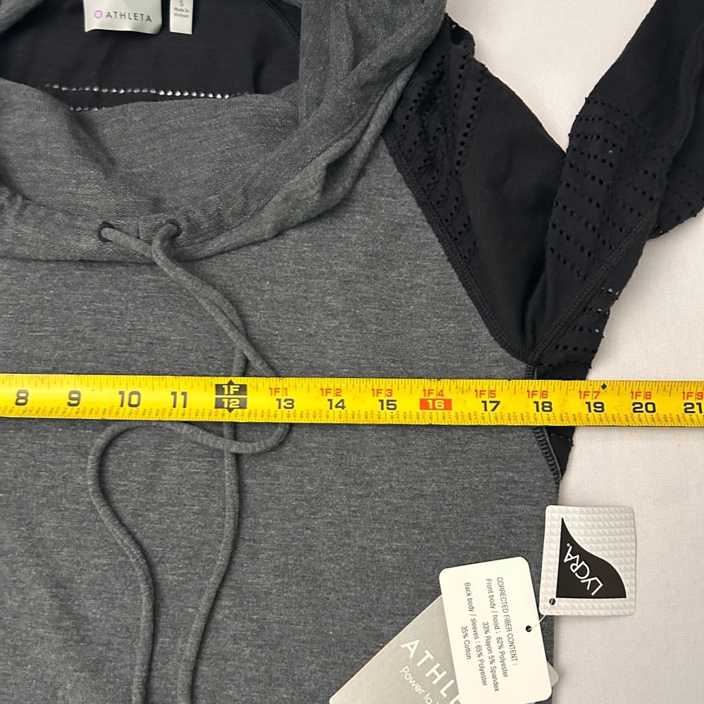 Athleta Hoodie Womens Small Gray Black Limitless Pulchah Charcoal Cowl Neck‎ NWT - Picture 8 of 9